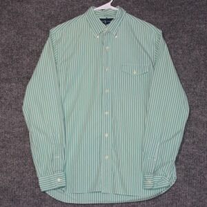 Ralph Lauren Custom Fit Mens Medium Green Stripe Button Down Shirt